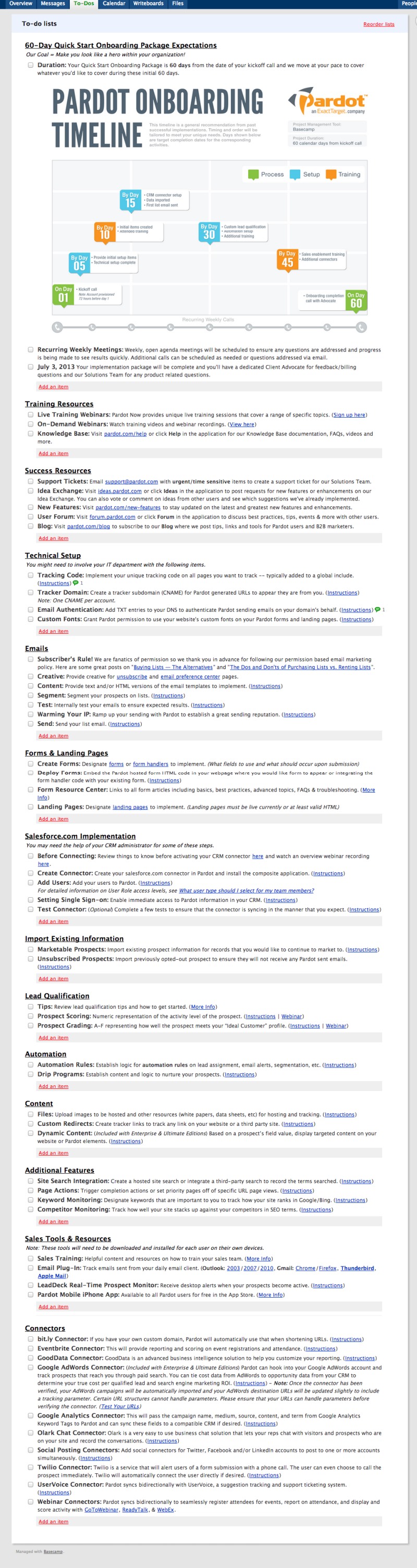 Pardot Onboarding Checklist